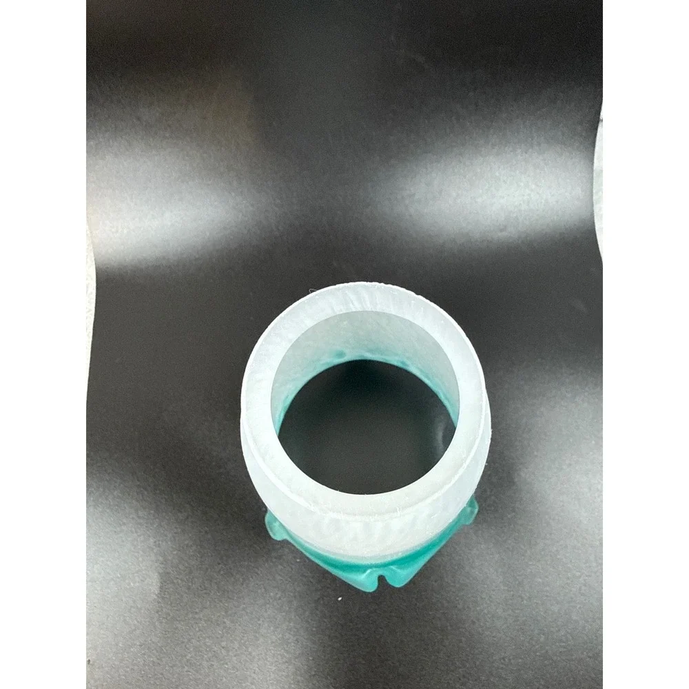 Frosted Turquoise/Teal/Cyan Art Glass Lamp Shade Handkerchief Ruffle 6.5 in